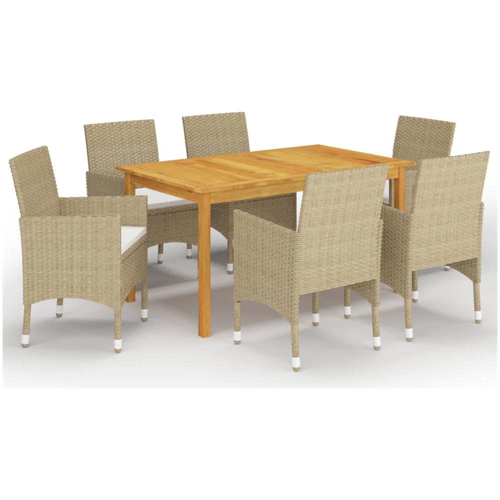 Set Mobili Da Pranzo Per Giardino 7 Pz Beige - Foto 1
