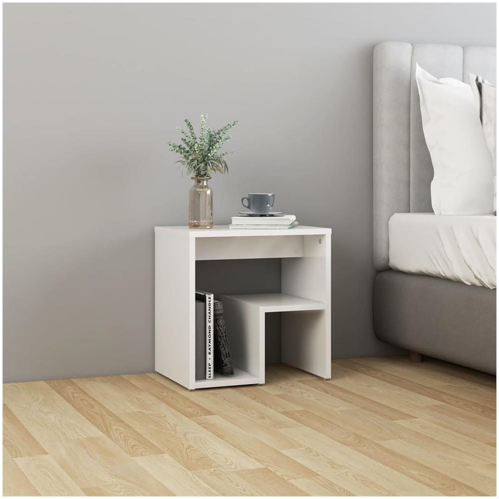 Comodini 2 pz Bianco Lucido 40x30x40 cm in Legno Multistrato - Foto 3