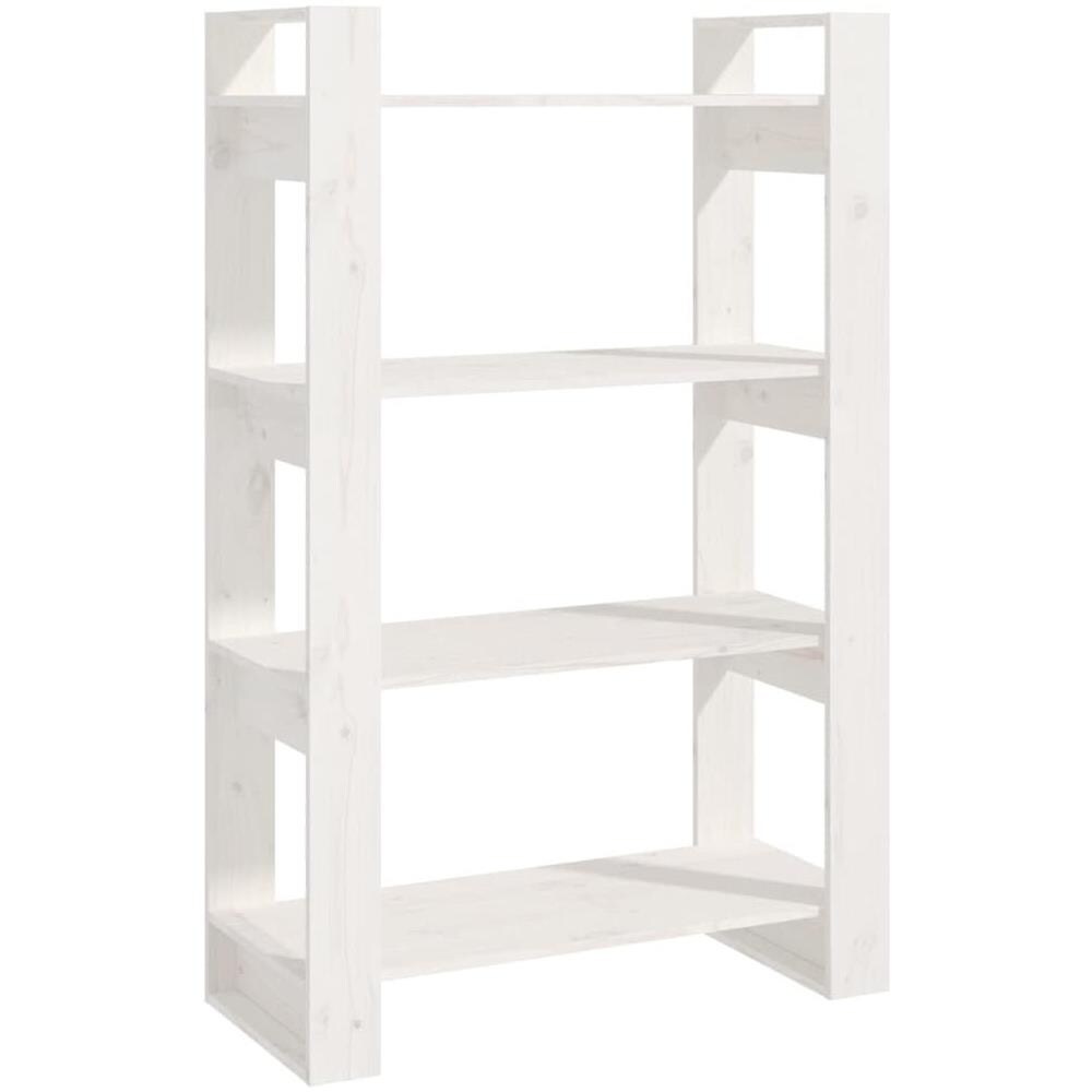 Libreria / divisorio Bianco 80x35x125 Cm Legno Massello Di Pino - Foto 1