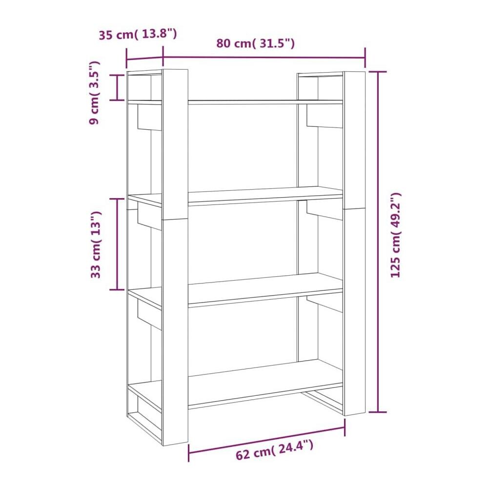 Libreria / divisorio Bianco 80x35x125 Cm Legno Massello Di Pino - Foto 8