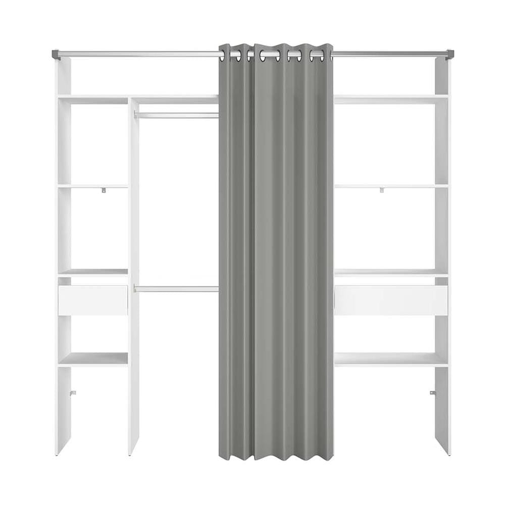 Elysee Armadio A Vista, Tenda, 2 Barre Appendiabiti, 6 Ripiani, 2 Cassetti - Foto 2