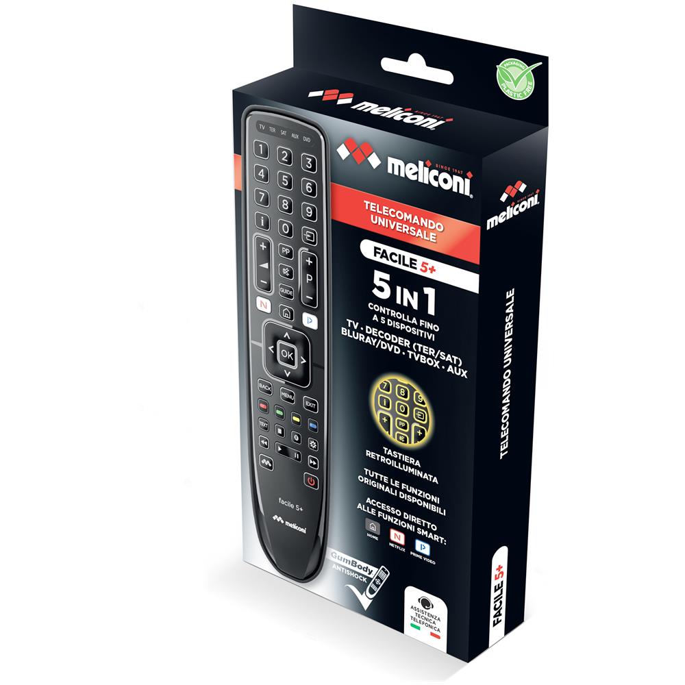 Telecomando Universale 5 in 1 Compatibile con + 80000 Apparecchi Tastiera Retroilluminata Colore Nero - Foto 2