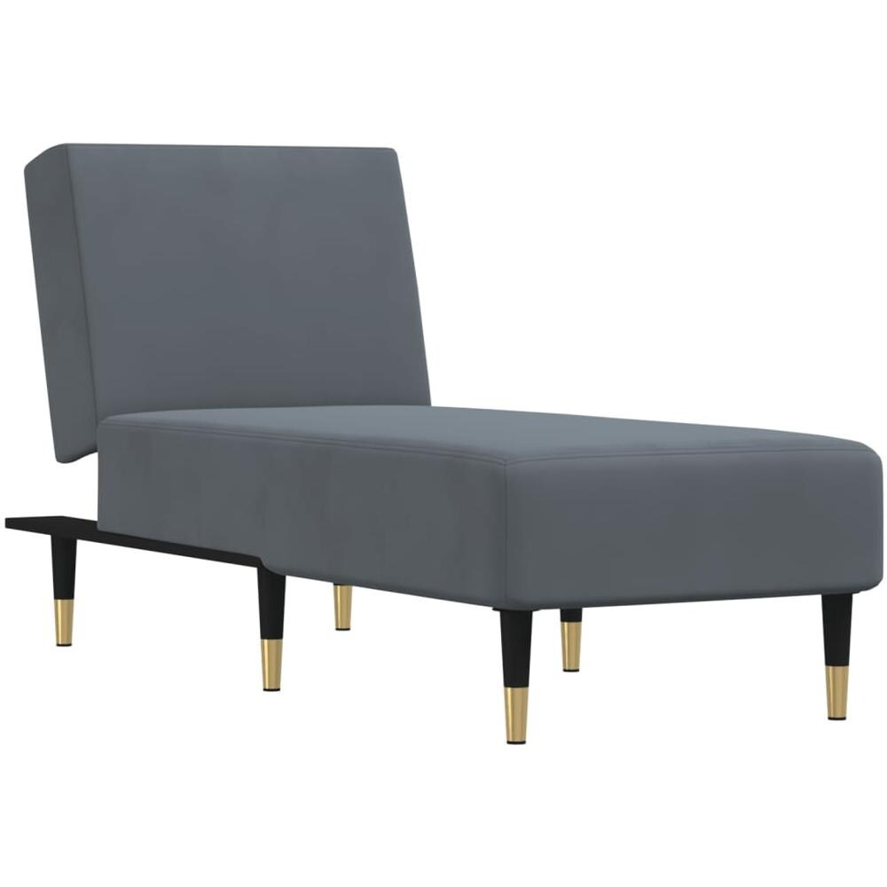 Chaise Longue In Velluto Grigio Scuro - Foto 2