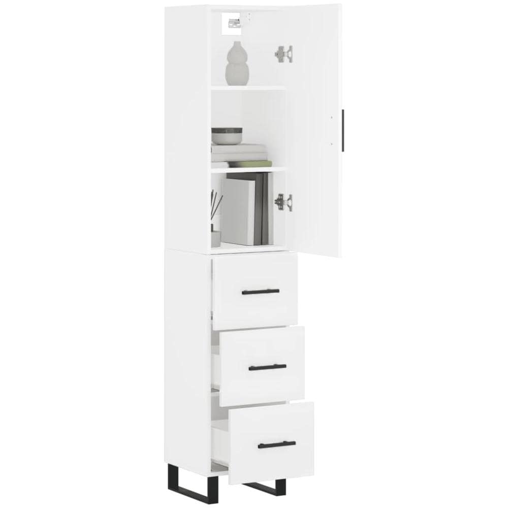 Credenza Bianca 34,5x34x180 Cm In Legno Multistrato - Foto 3