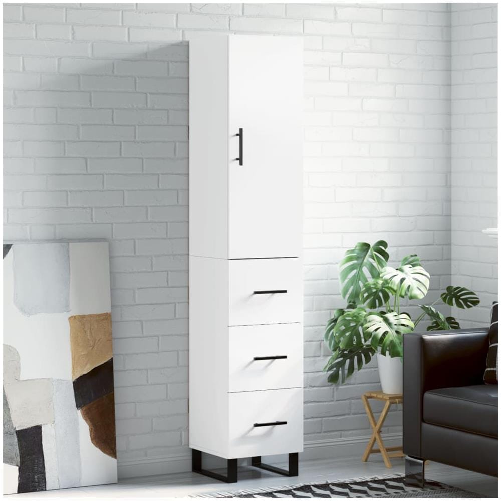 Credenza Bianca 34,5x34x180 Cm In Legno Multistrato - Foto 1