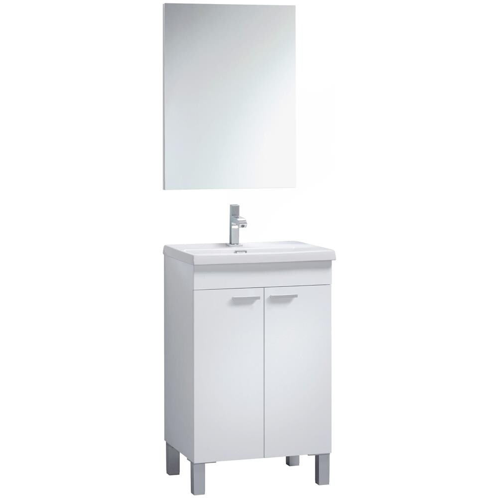 Mobile Sottolavabo Naperville, Mobiletto Per Bagno, Armadio A 2 Ante Con Specchio, Lavabo Non Incluso, 50x40h80 Cm, Bianco - Foto 2