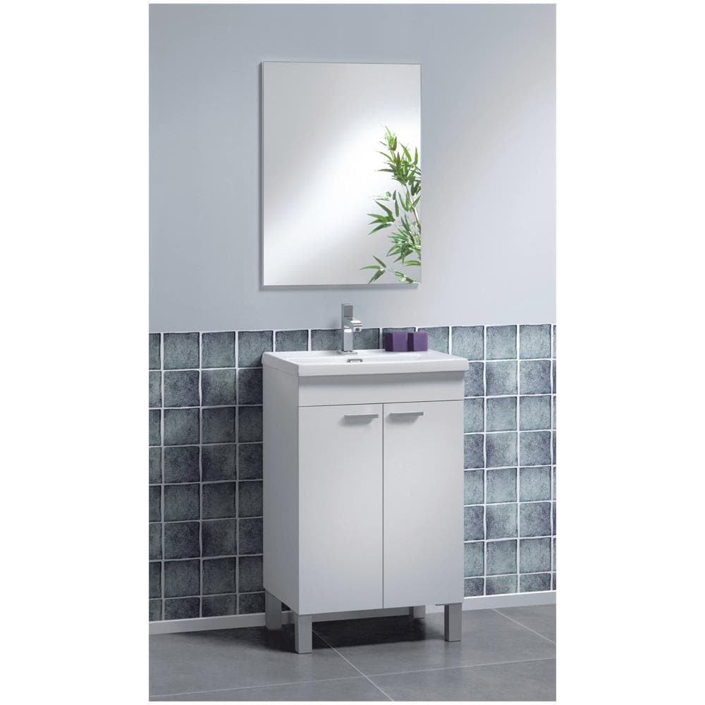 Mobile Sottolavabo Naperville, Mobiletto Per Bagno, Armadio A 2 Ante Con Specchio, Lavabo Non Incluso, 50x40h80 Cm, Bianco - Foto 4
