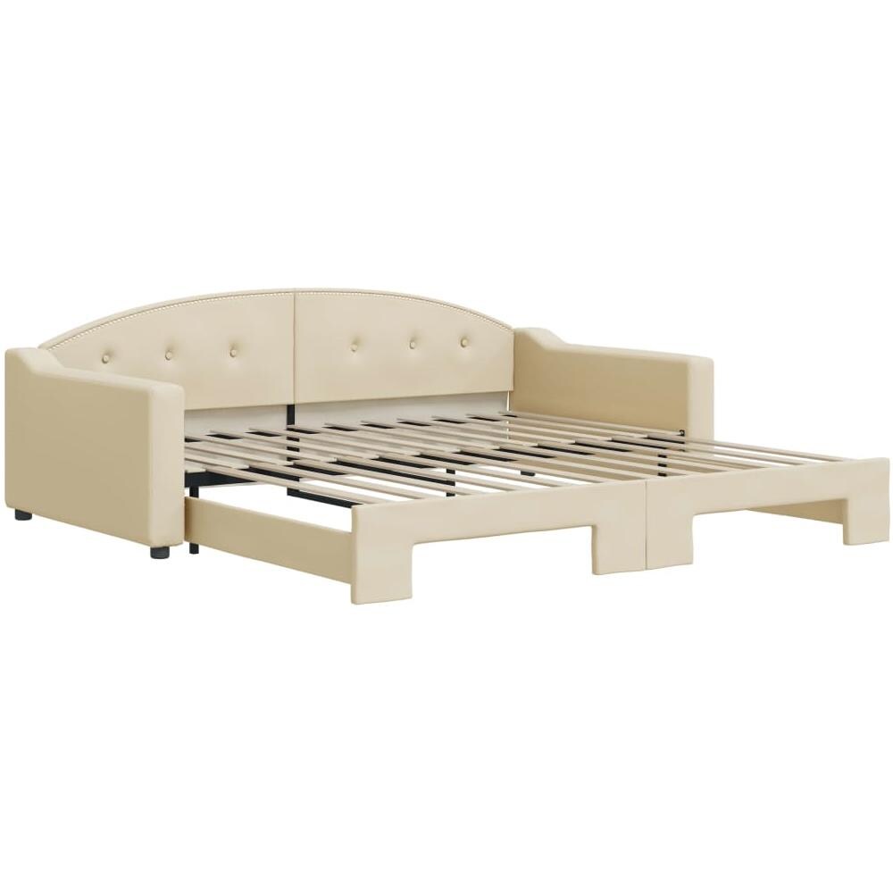 Divano Letto Con Letto Estraibile Crema 100x200 Cm In Tessuto - Foto 2