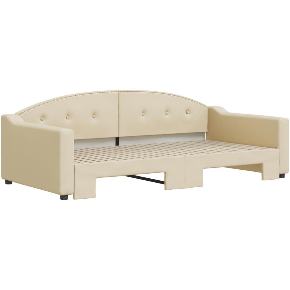 Divano Letto Con Letto Estraibile Crema 100x200 Cm In Tessuto - Foto 3