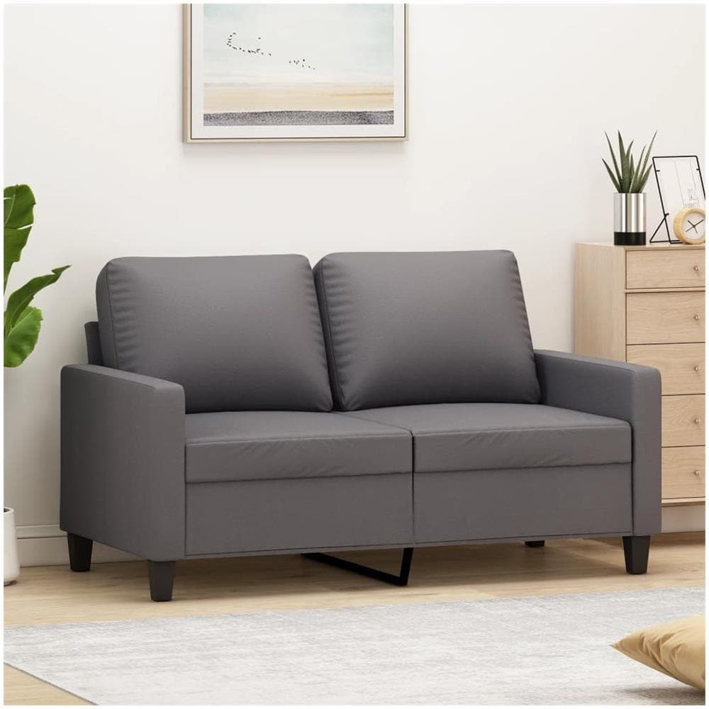 Divano A 2 Posti Grigio 120 Cm In Similpelle - Foto 1