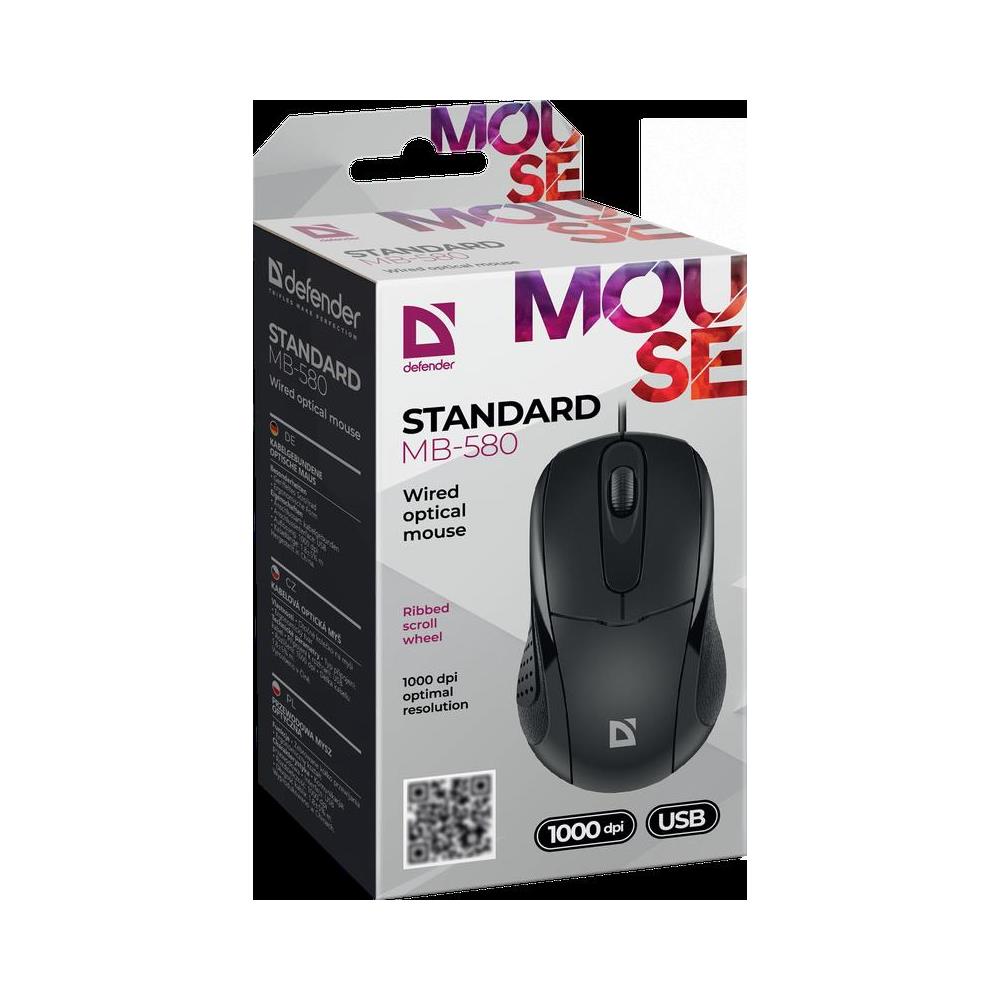 Mouse STANDARD MB-580 USB Ambidestro Ottico 3 Tasti 1000 DPI Colore Nero - Foto 2