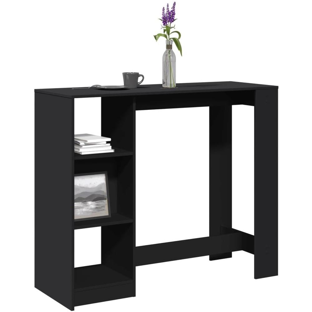 Tavolo Bar con Ripiano Nero 124x46x103,5 cm Legno Multistrato - Foto 2