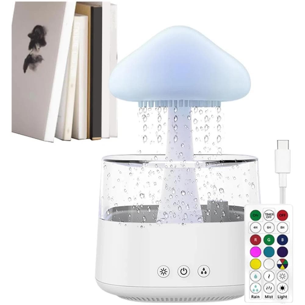 Diffusore Aromi 7 Colori Led Umidificatore Nuvola Pioggia Aromaterapia 450ml - Foto 1