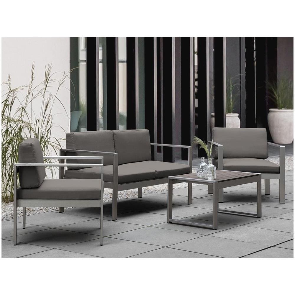 Set Divani Da Giardino Con Tavolino In Alluminio Grigio Scuro Salerno - Foto 2