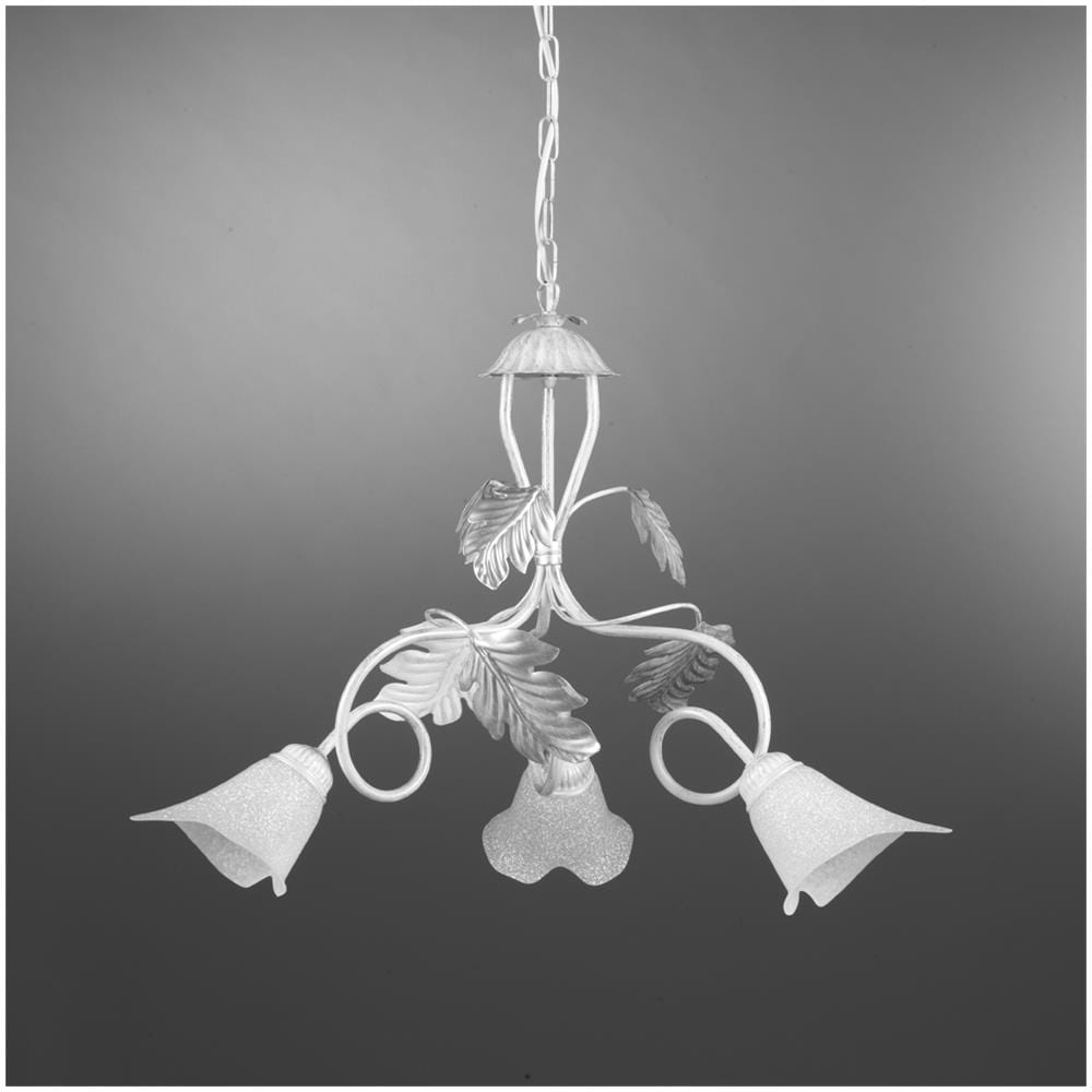 Lampadario 3 Luci Stle Classico In Metallo Bianco Spennellato Argento - Foto 2
