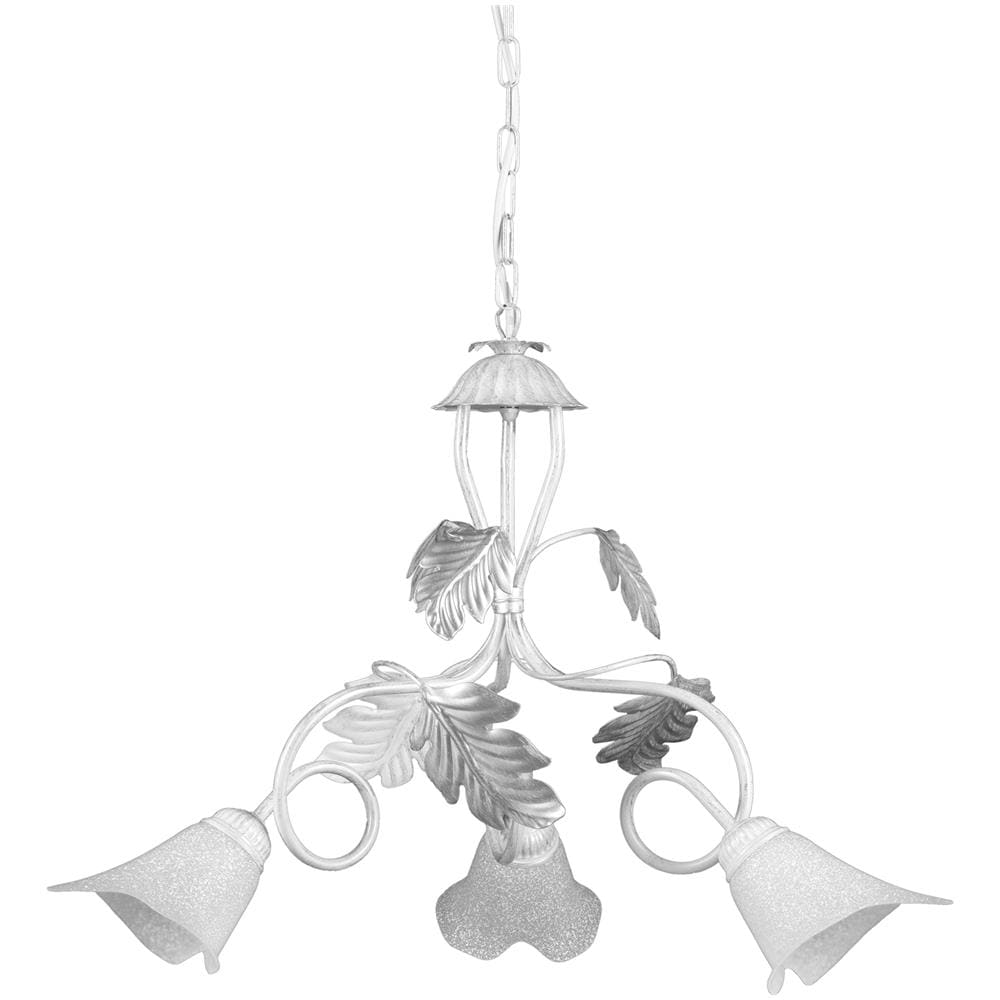 Lampadario 3 Luci Stle Classico In Metallo Bianco Spennellato Argento - Foto 1