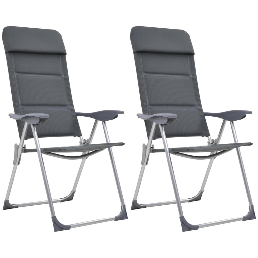 Sedie Da Campeggio 2 Pz In Alluminio Grigio 58x69x111 Cm - Foto 1