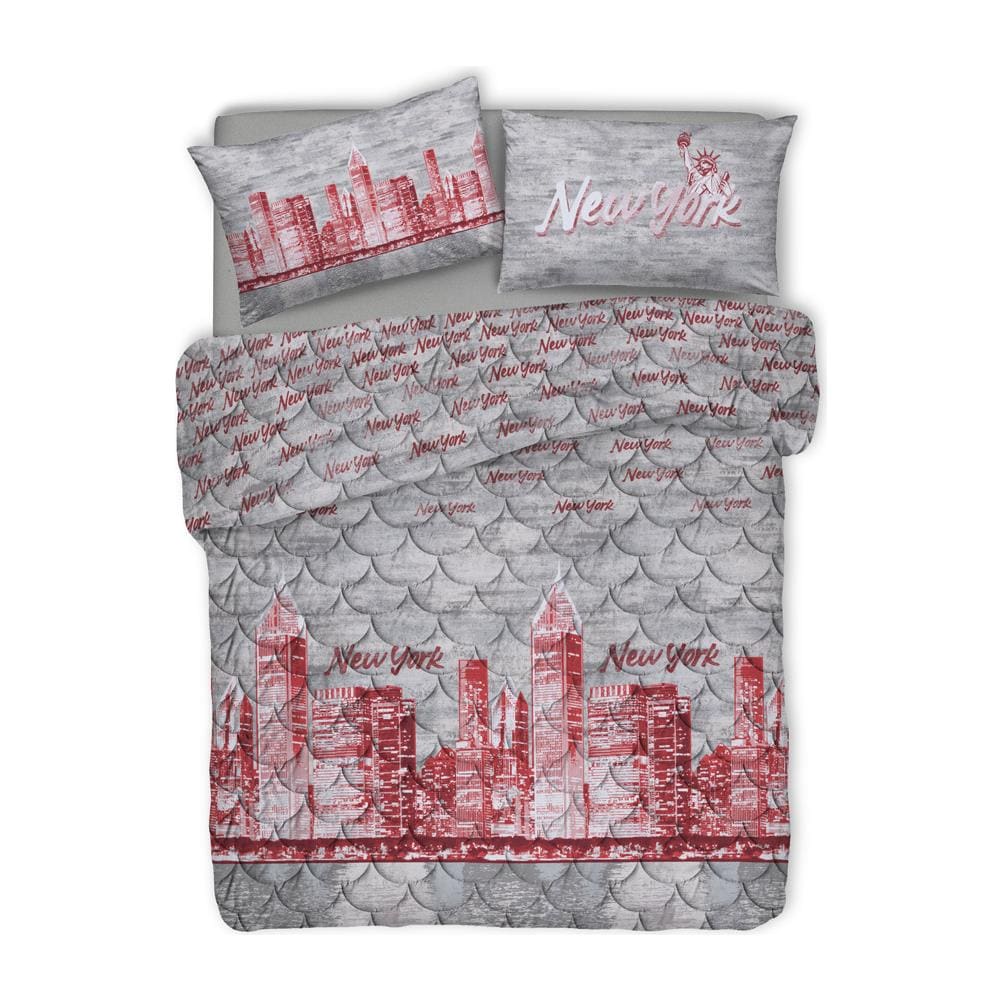 Trapuntino Estivo Disegno New York Colore Rosso Modello S.V. Matrimoniale Rosso - Foto 1