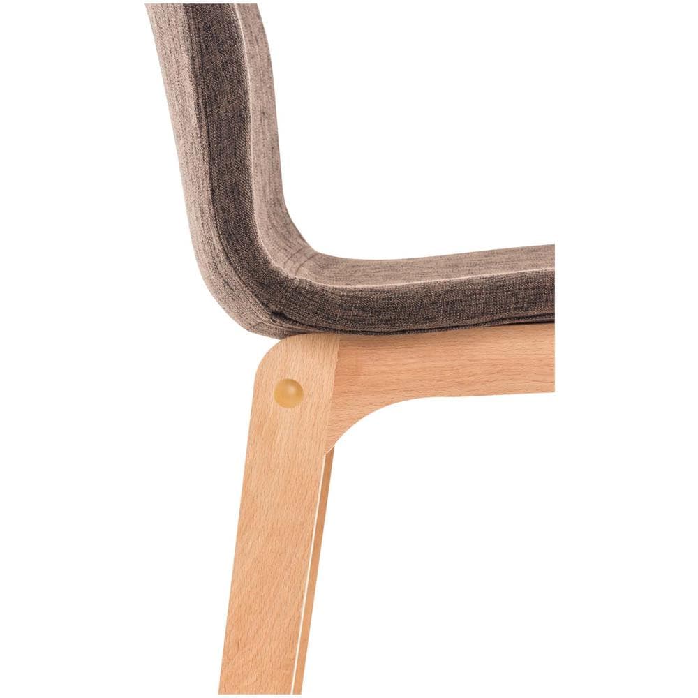 Sgabello Alto da Bar Hoover | Sgabello Bancone con Telaio in Legno Naturale e Seduta in Tessuto | Sgabello Imbottito, Alt. 77cm, 4 Gambe | Sgabello Design Cucina Marrone - Foto 5
