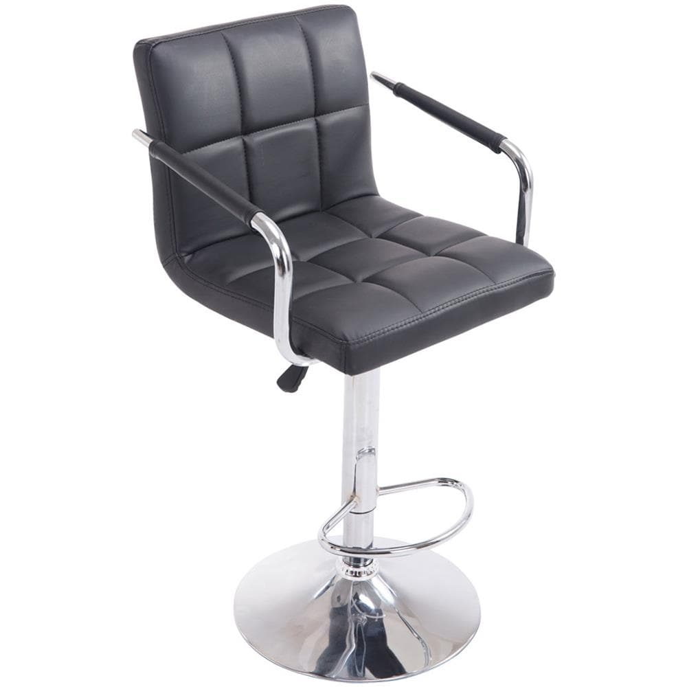 Sgabello Design Lucy V2 In Similpelle I Sedia Sgabello Con Schienale Girevole E Regolabile H 63-84 CM I Sedia Bar Con Braccioli Nero - Foto 1