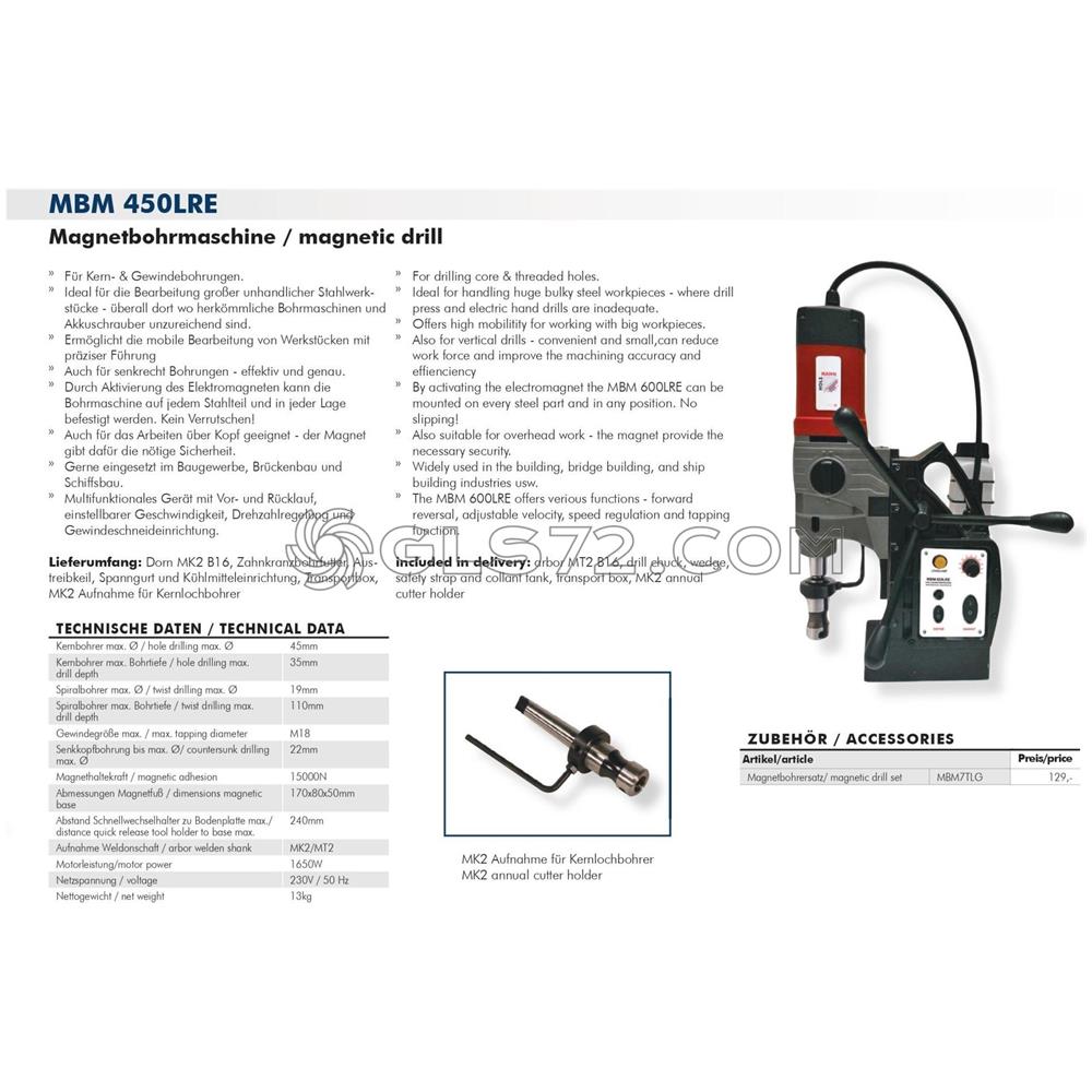 Trapano Magnetico Perforatrice Carotatrice Colonna 1650w Holzmann Mbm450lre - Foto 2