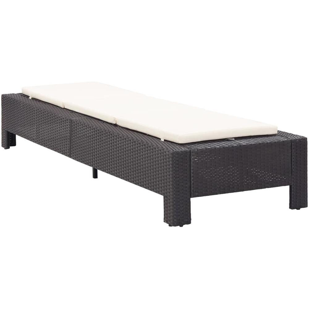 Lettino Prendisole con Cuscino Nero in Polyrattan - Foto 1