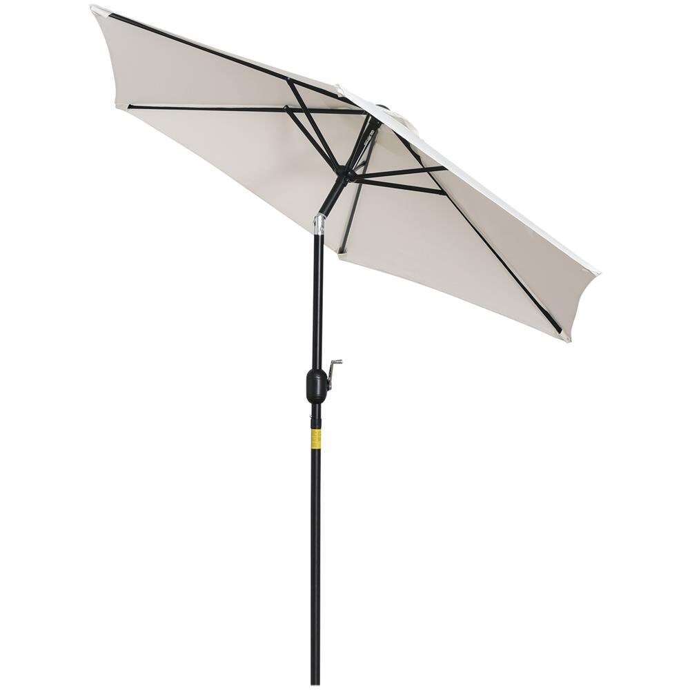 Ombrellone Da Giardino Inclinabile Apertura A Manovella, Palo In Metallo E 8 Stecche, Bianco Crema Ø227cm - Foto 1
