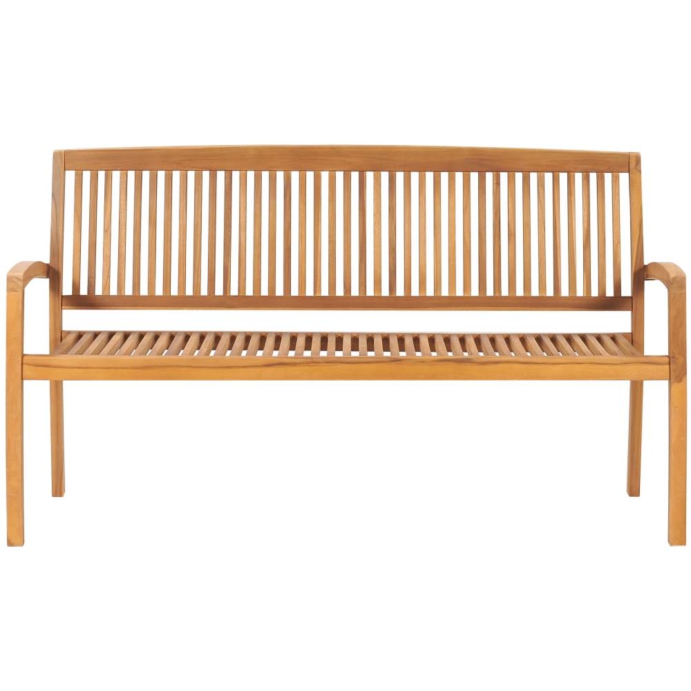Panchina Da Giardino Impilabile E Cuscino 159cm Teak Massello - Foto 2