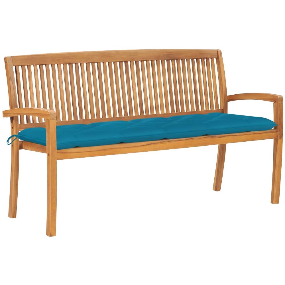 Panchina Da Giardino Impilabile E Cuscino 159cm Teak Massello - Foto 1