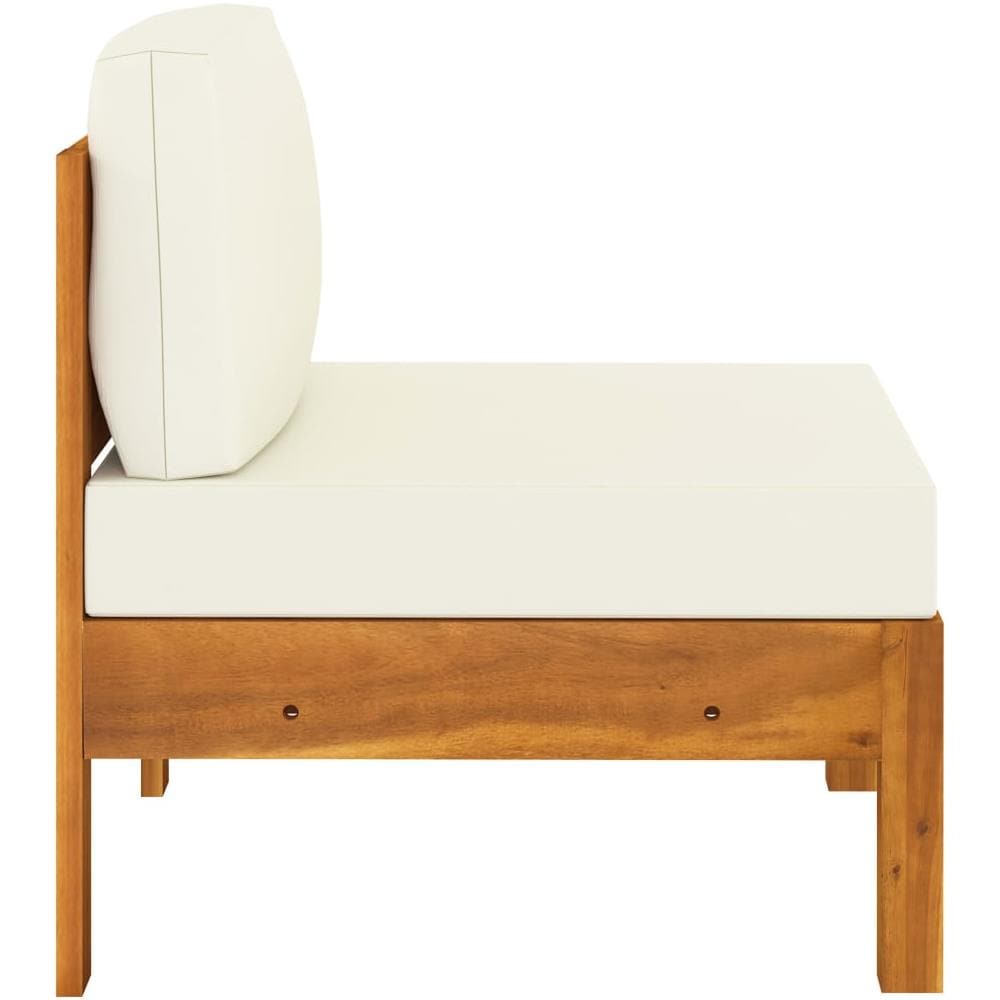 Set Divani Giardino 9 pz Cuscini Bianco Crema in Legno d'Acacia - Foto 8