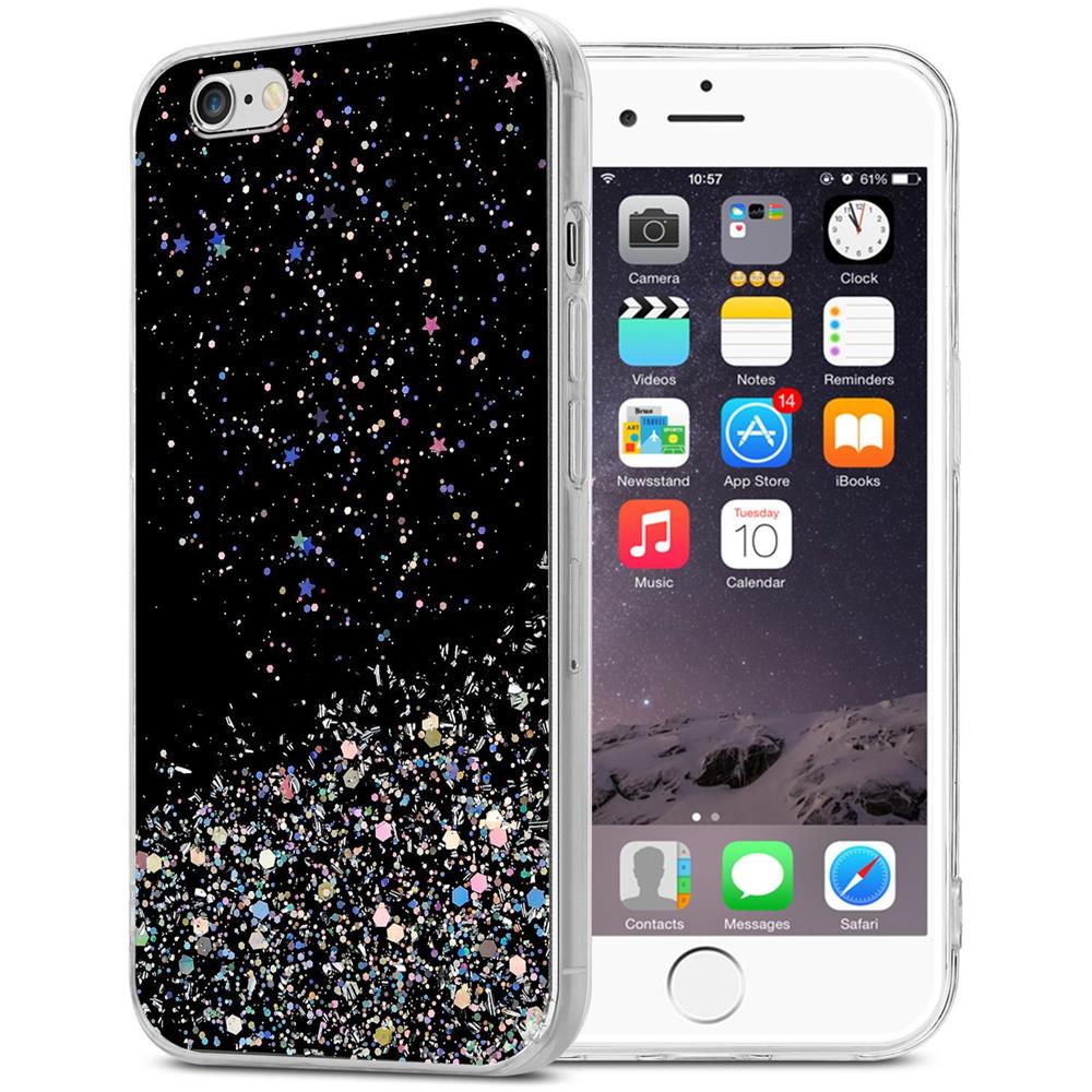 Custodia Compatibile Con Apple Iphone 6 / 6s In Nero Con Glitter - Coperchio Protettivo In Silicone Tpu Flessibile Con Glitter Scintillanti - Foto 1
