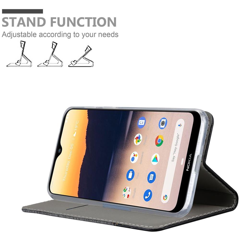 Custodia Compatibile Con Nokia 2.3 In Grigio Nero - Coperchio Protettiva Con Chiusura Magnetica, Funzione Stand E Tasca Per Le Carte - Foto 2