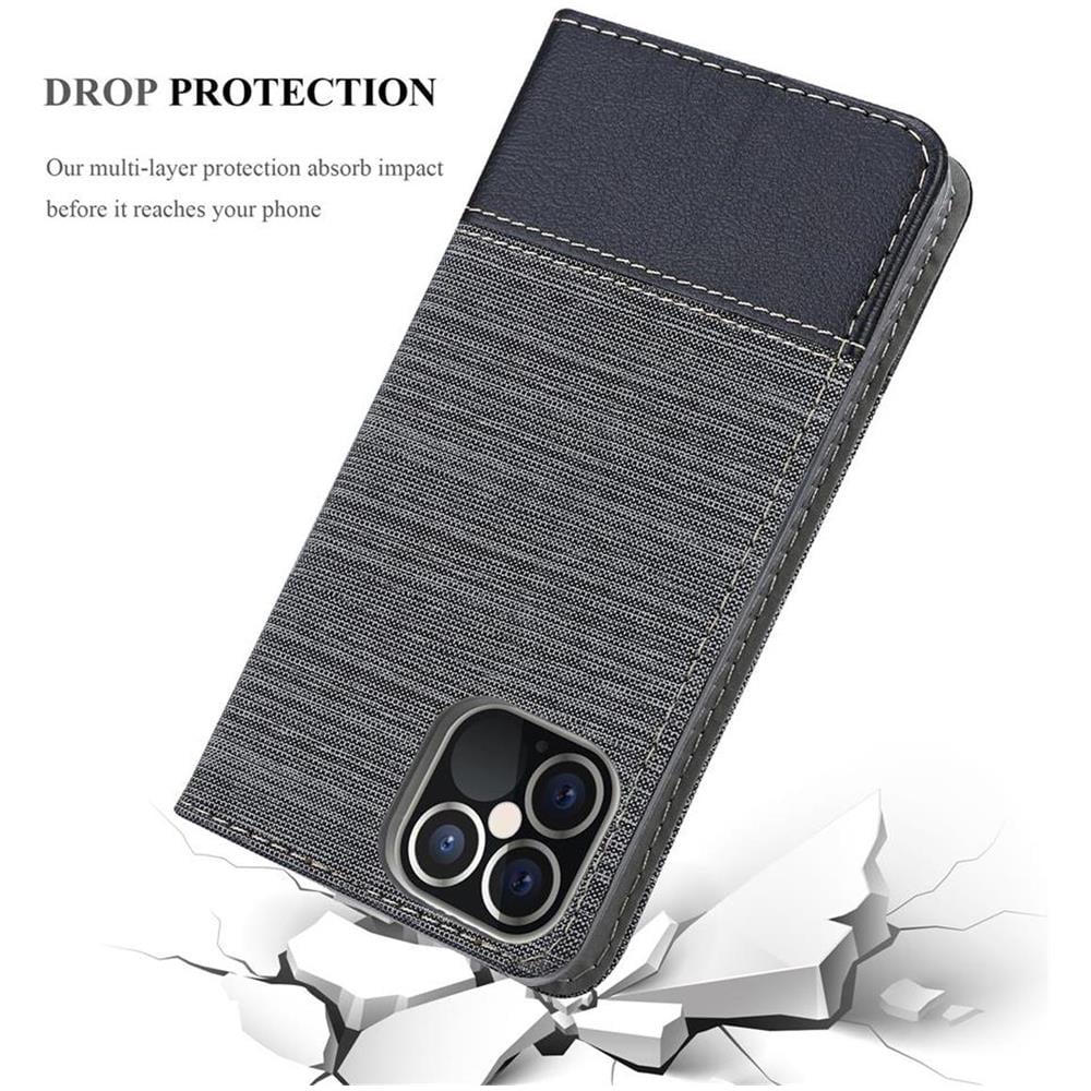 Custodia Compatibile Con Apple Iphone 12 Pro Max (6,7"" Zoll) In Grigio Nero - Coperchio Protettiva Con Chiusura Magnetica, Funzione Stand E Tasca Per Le Carte - Foto 8