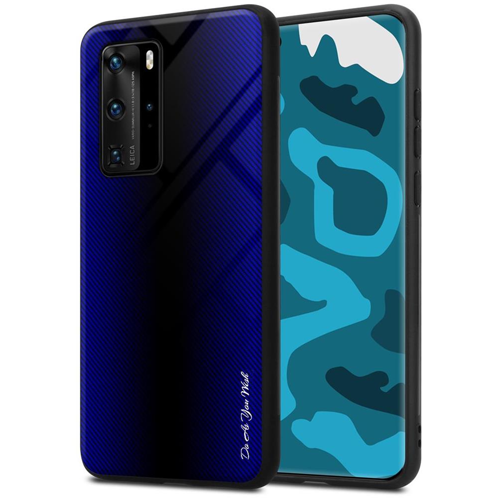Custodia Compatibile Con Huawei P40 Pro - Ottica A Strisce In Cobalto Viola - Coperchio Protettivo In Vetro Temperato E Silicone Tpu - Foto 1