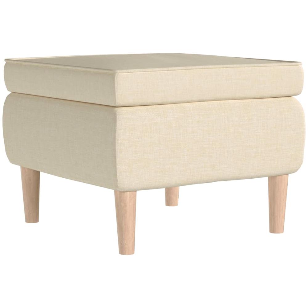 Poggiapiedi Con Gambe In Legno Crema In Tessuto - Foto 1
