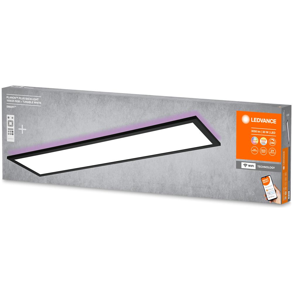 Ledvance Plafoniera Led Nero, 30w, 1700lm, 3000-6500k, 100x25 Cm, Luce A Parete Dimmerabile, Tecnologia Rgb, Smart+planon, Controllabile Tramite App O Assistente Vocale Come Alexa O Google, - Foto 2