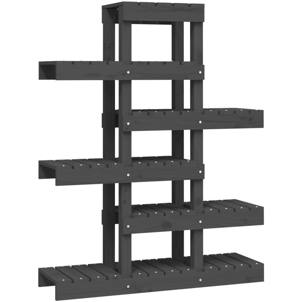 Supporto per Piante Grigio 85x25x109,5cm Legno Massello di Pino - Foto 2