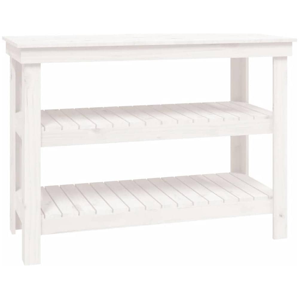 Banco da Lavoro Bianco 110,5x50x80 cm in Legno Massello di Pino - Foto 2
