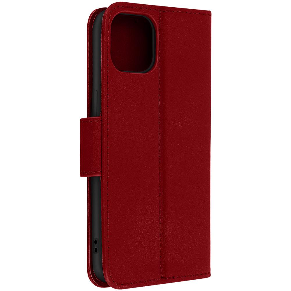 Custodia Vera Pelle Per Iphone 14 Pro Portacarte E Supporto Video Rossa - Foto 5
