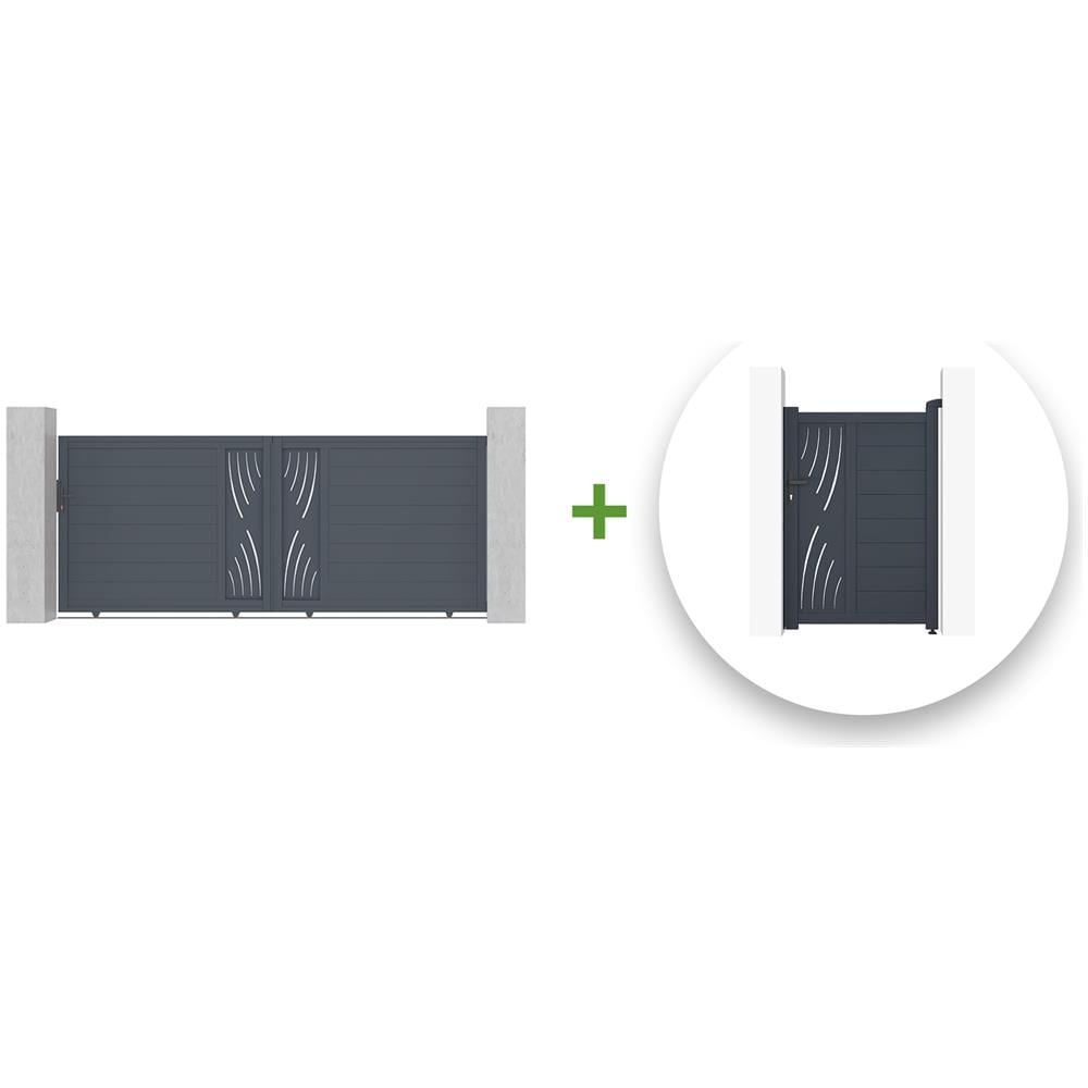 Pack Cancello Scorrevole Veleta 350c140 + Cancello Veleta 100p140 Grigio - Foto 1