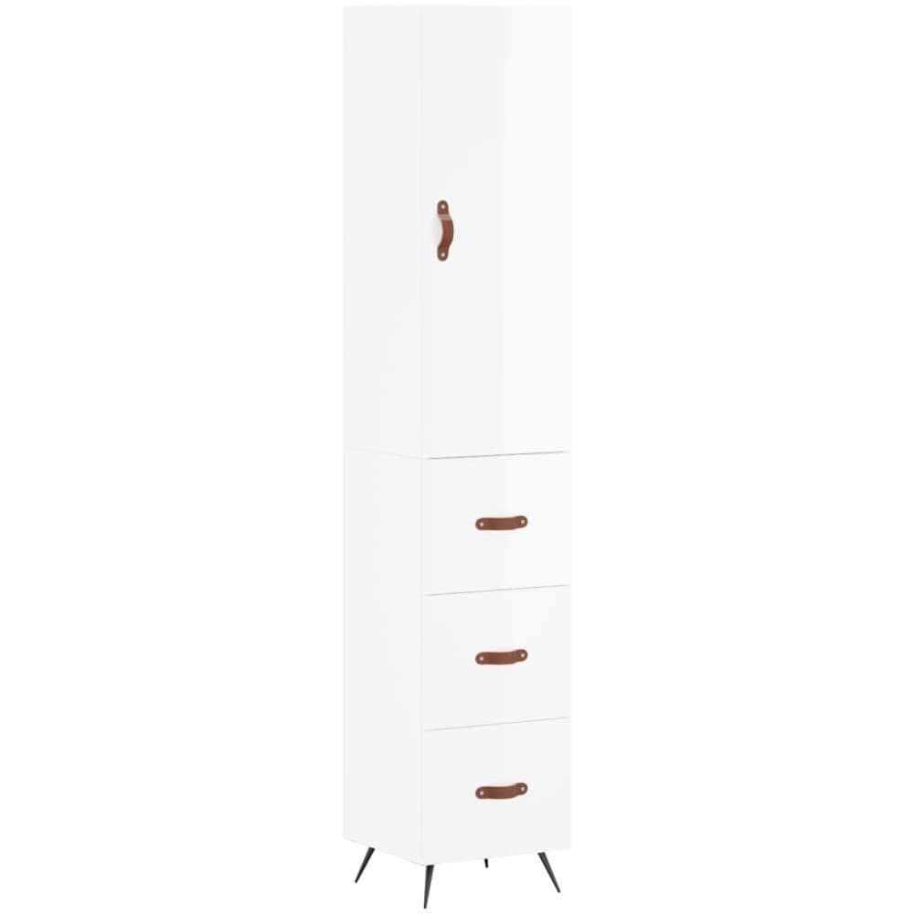 Credenza 34,5x34x180 Cm In Legno Multistrato Bianco Lucido - Foto 2