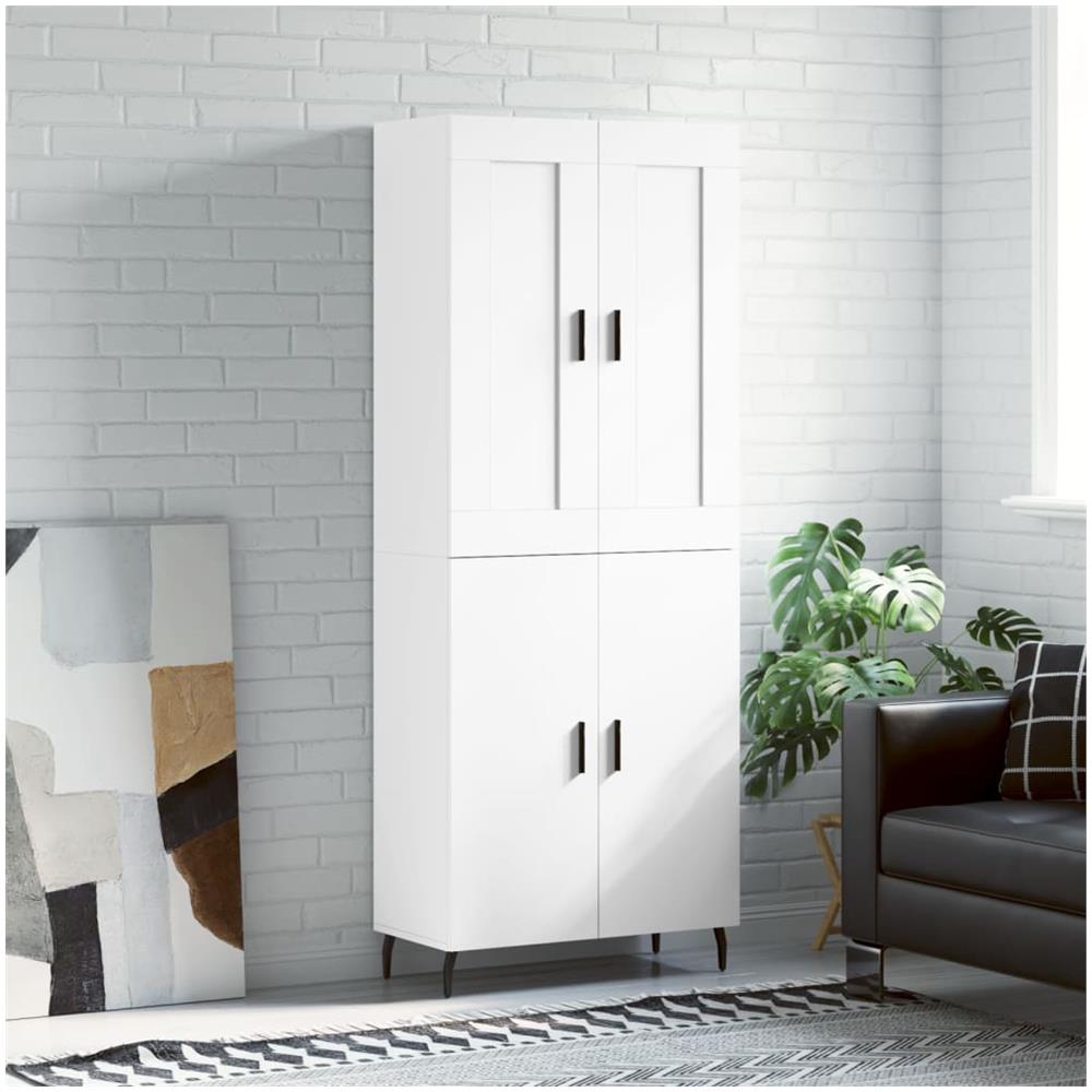 Credenza Bianca 69,5x34x180 Cm In Legno Multistrato - Foto 1