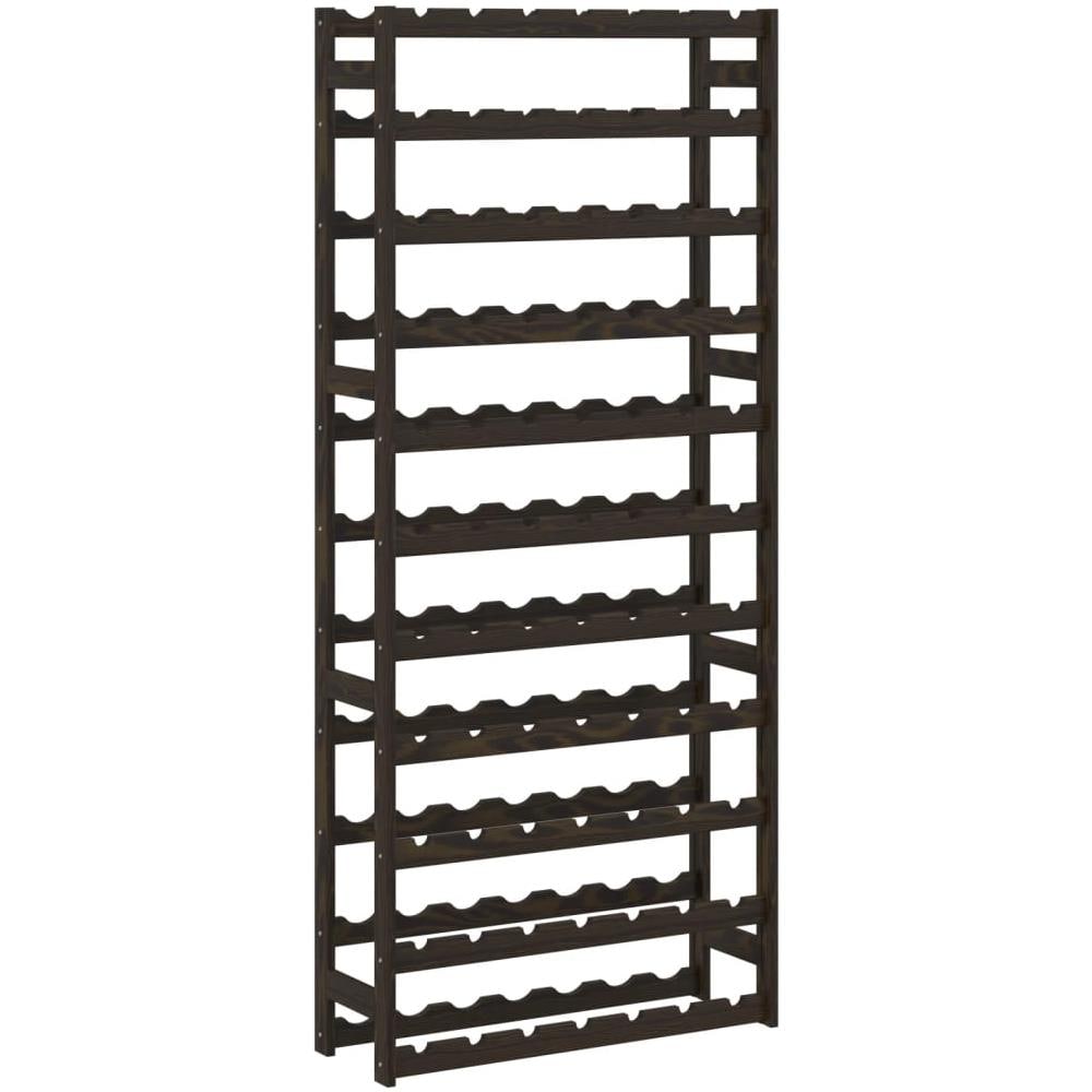 Portabottiglie per 77 Bottiglie Nero Legno Massello di Pino - Foto 2