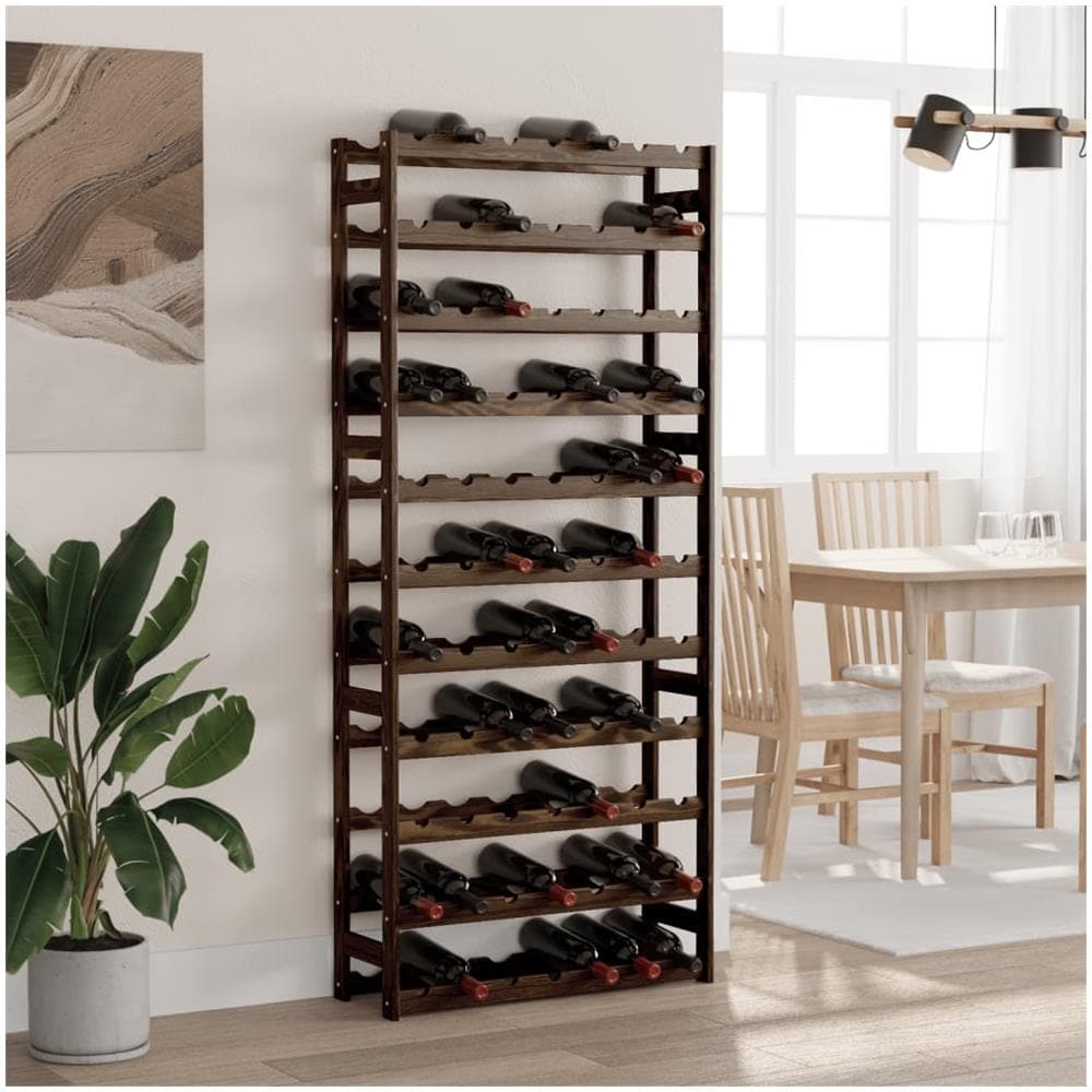 Portabottiglie per 77 Bottiglie Nero Legno Massello di Pino - Foto 1