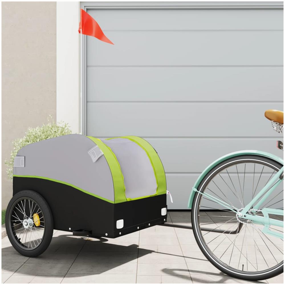 Rimorchio Da Bici Da Carico Nero E Verde 45 Kg In Ferro - Foto 1