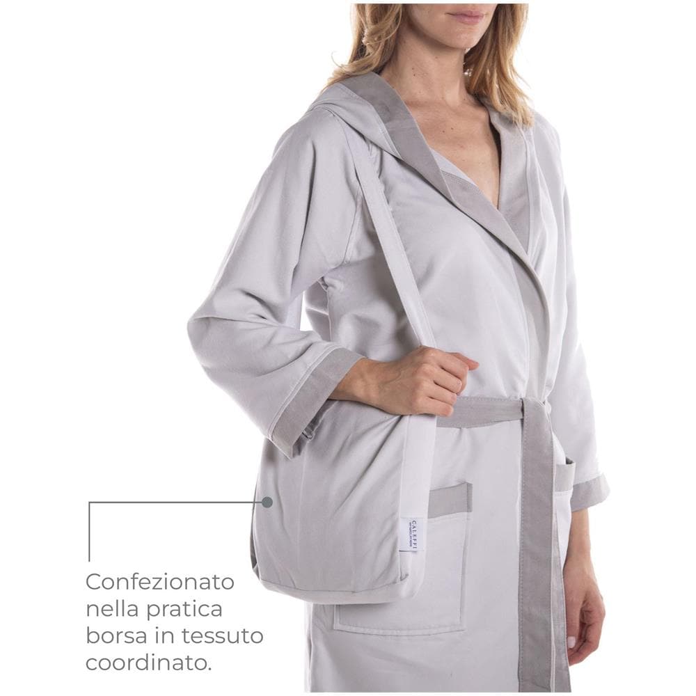 Accappatoio Con Cappuccio Spugnissima Tecno Bicolor In Microfibra Colore Argentato Misura Xl - Foto 1