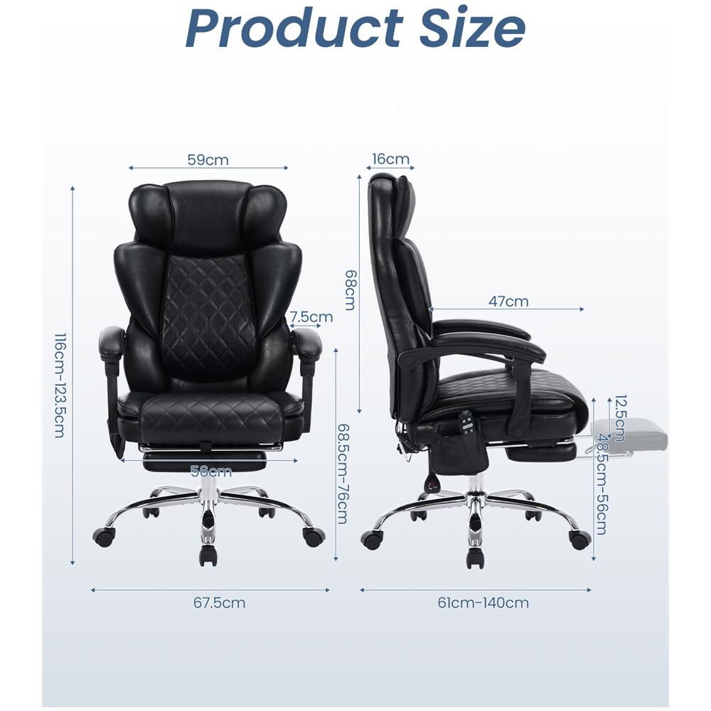 Sedia da ufficio, sedia ergonomica massaggiante con 6 punti massaggio e riscaldamento lombare a 3 livelli, inclinazione regolabile, colore Nero - Foto 1