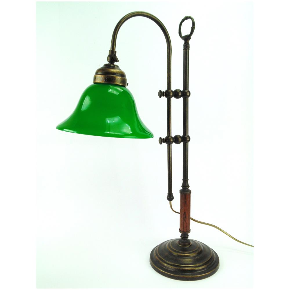 Fd bolletta SLG3 Lampada da tavolo in ottone brunito e paralume in vetro H min 56cm, H max 68cm Fd bolletta SLG3 Lampada da tavolo in ottone brunito e paralume in vetro H min 56cm, H max 68cm