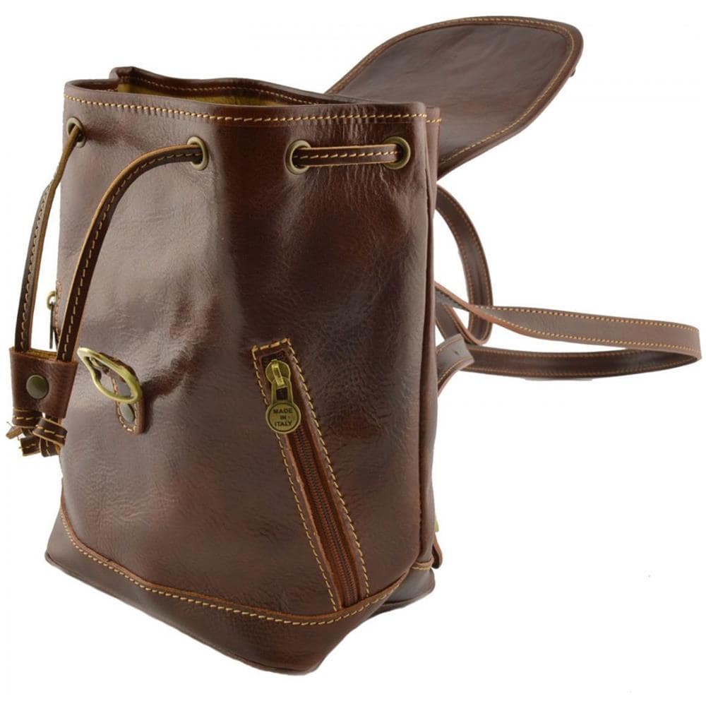 Zaino In Pelle Donna Colore Marrone - Pelletteria Toscana Made In Italy - Zaino - Foto 3