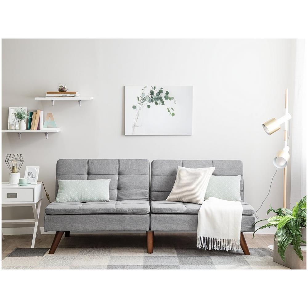 Divano Letto In Tessuto Grigio Chiaro Ronne - Foto 2